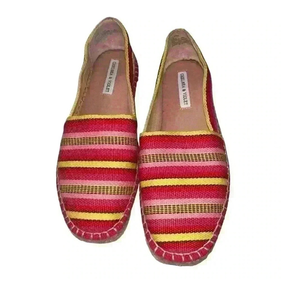 Chelsea & Violet Shoes Espadrilles Mimi Pink & Yellow size 7M - Picture 1 of 4